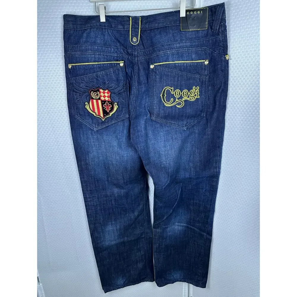 Coogi Authentic Denim Blu Jeans Mens Size 42 x 35 Embroidered Pocket
